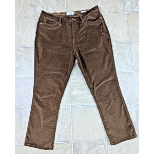 Frame sz 33 Le High Straight Corduroy Pants stretchy crop ankle brown 4578